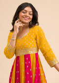 Rani Pink Zariwork Georgette Readymade Salwar Suit