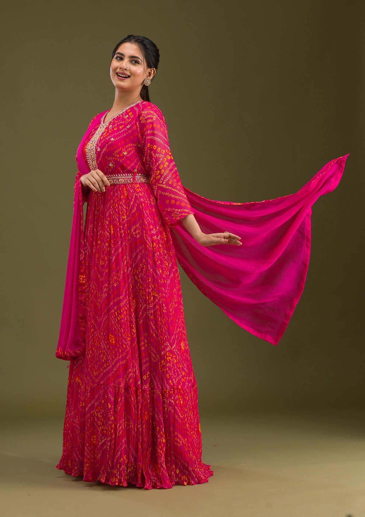 Rani Pink Zariwork Georgette Readymade Salwar Suit