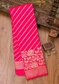 Rani Pink Zariwork Raw Silk Saree