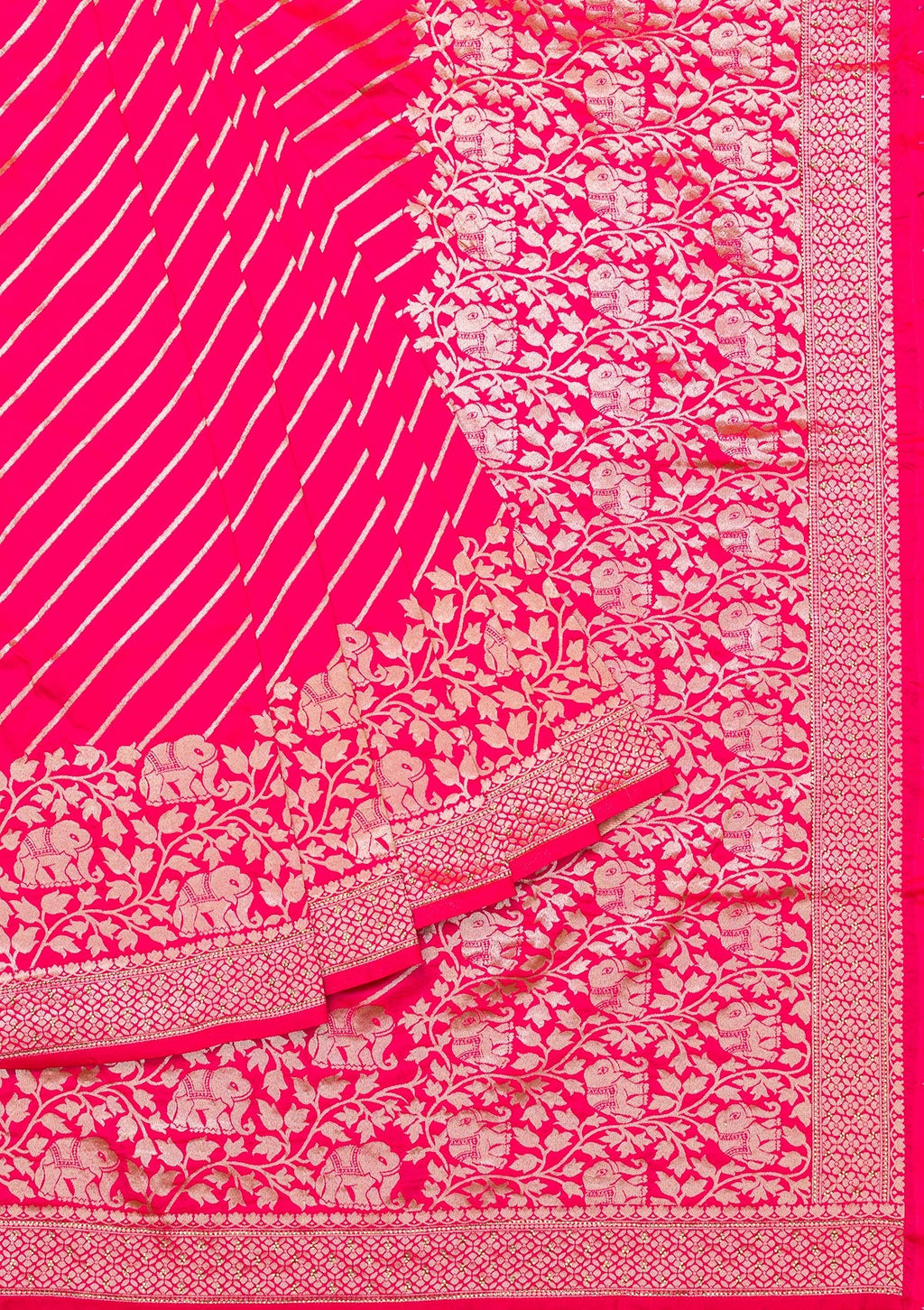 Rani Pink Zariwork Raw Silk Saree