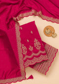 Rani Pink Zariwork Satin Unstitched Salwar Suit