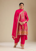 Rani Pink Zariwork Tissue Readymade Salwar Suit