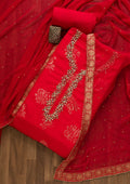 Red Gotapatti Organza Unstitched Salwar Suit
