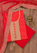 Red Printed Georgette Unstitched Salwar Suit