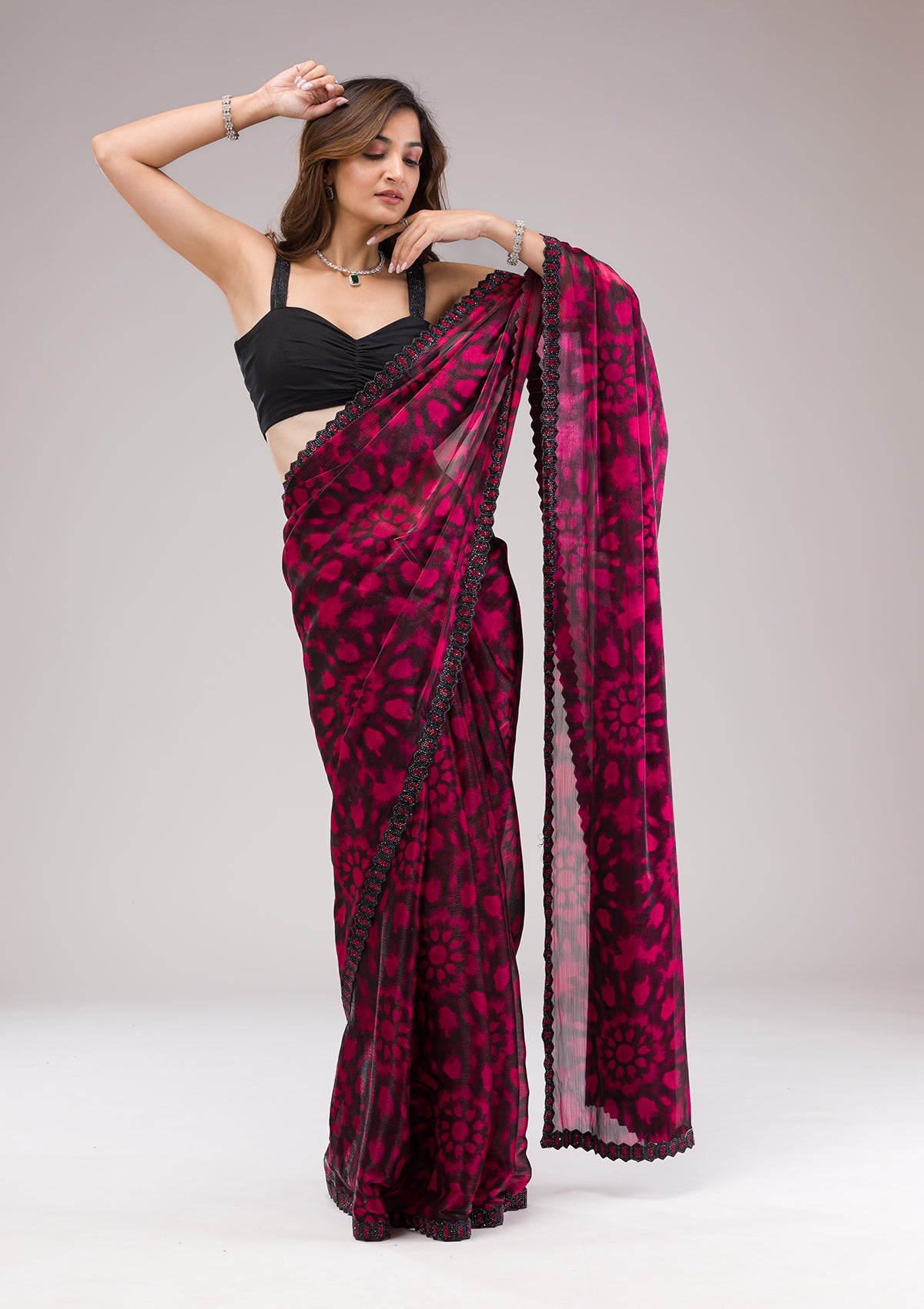 Red Stonework (Gold) Georgette Saree