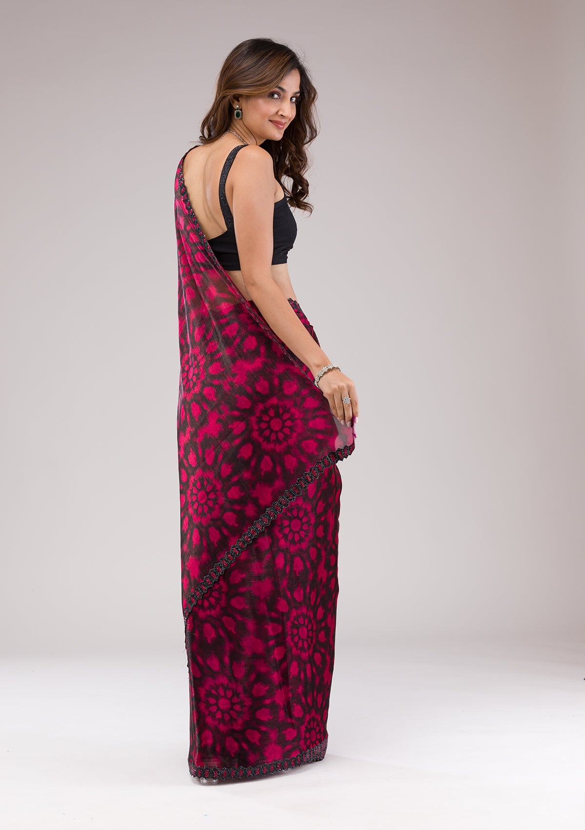 Red Stonework (Gold) Georgette Saree