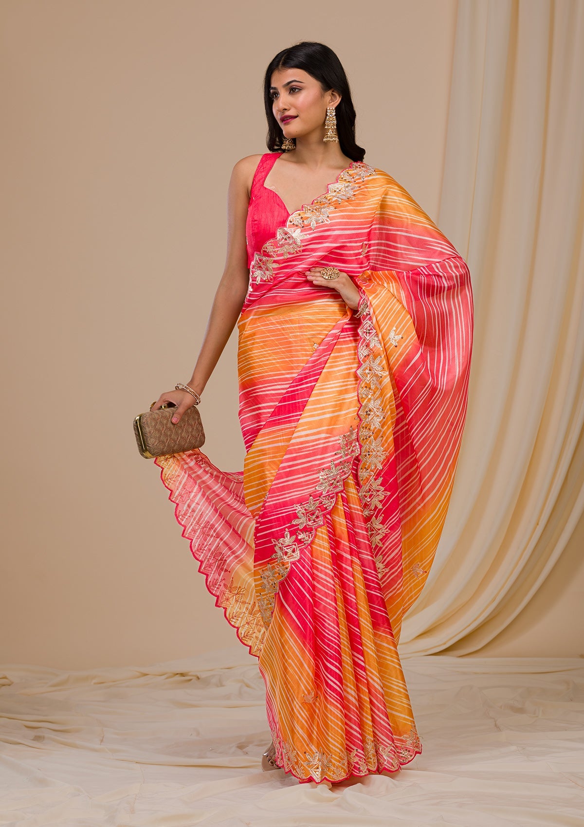 Red Gotapatti Satin Saree