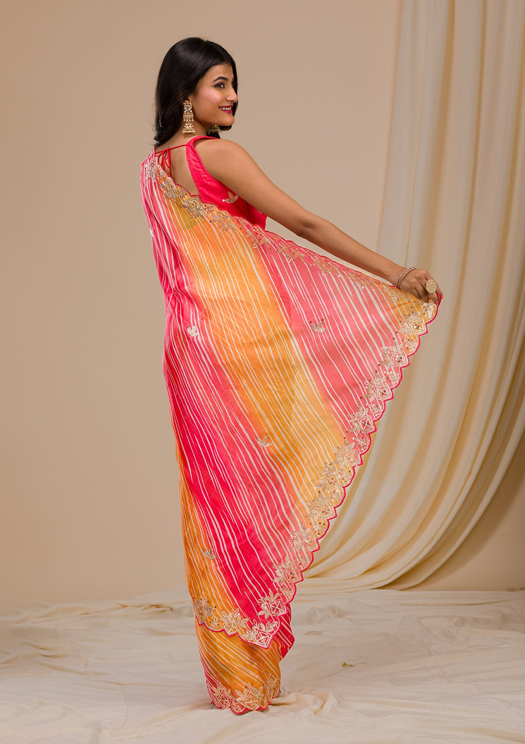Red Gotapatti Satin Saree