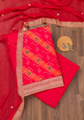 Red Printed Tissue Unstitched Salwar Suit