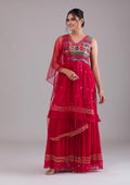 Red Sequins Georgette Salwar Suit