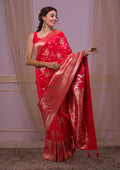 Red Swarovski Banarasi Saree