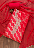 Red Zardosi Bandhini Unstitched Salwar Suit