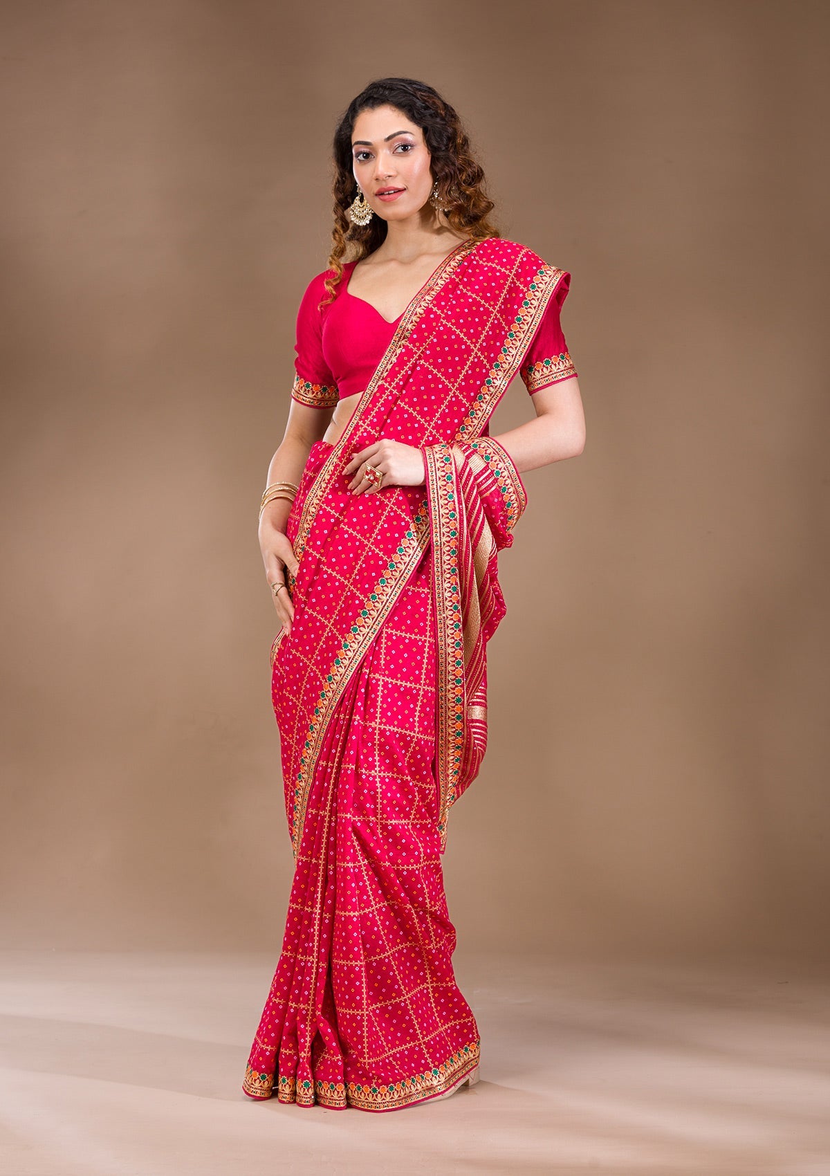 Red Zariwork (Gold) Soft Raw Silk Saree