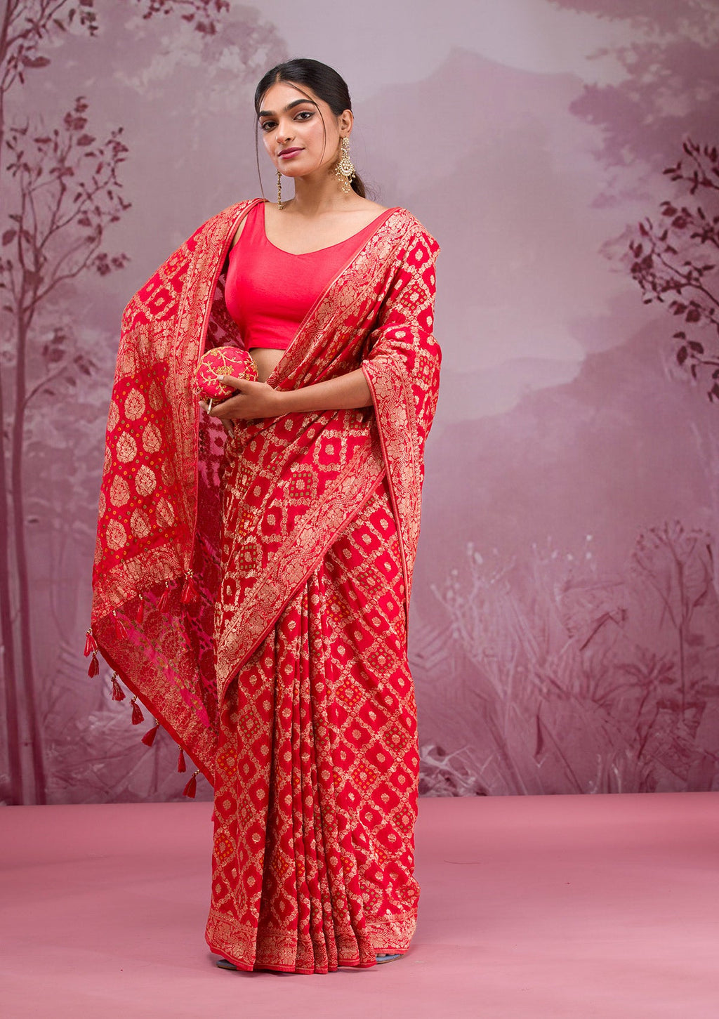 Red Zariwork (Gold) Silk Saree