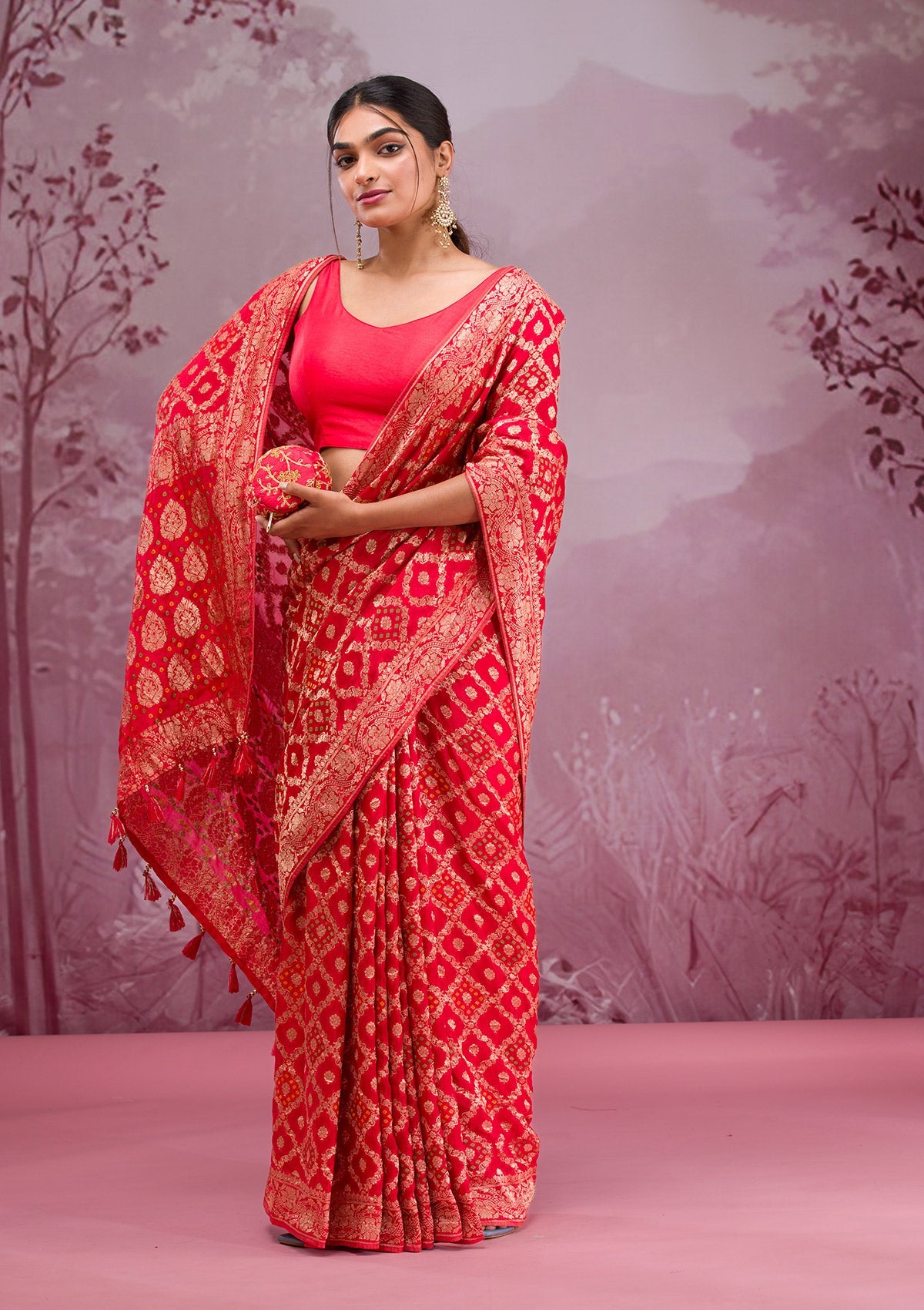 Red Zariwork (Gold) Silk Saree