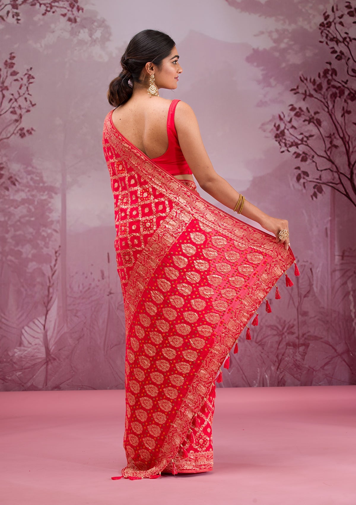 Red Zariwork (Gold) Silk Saree