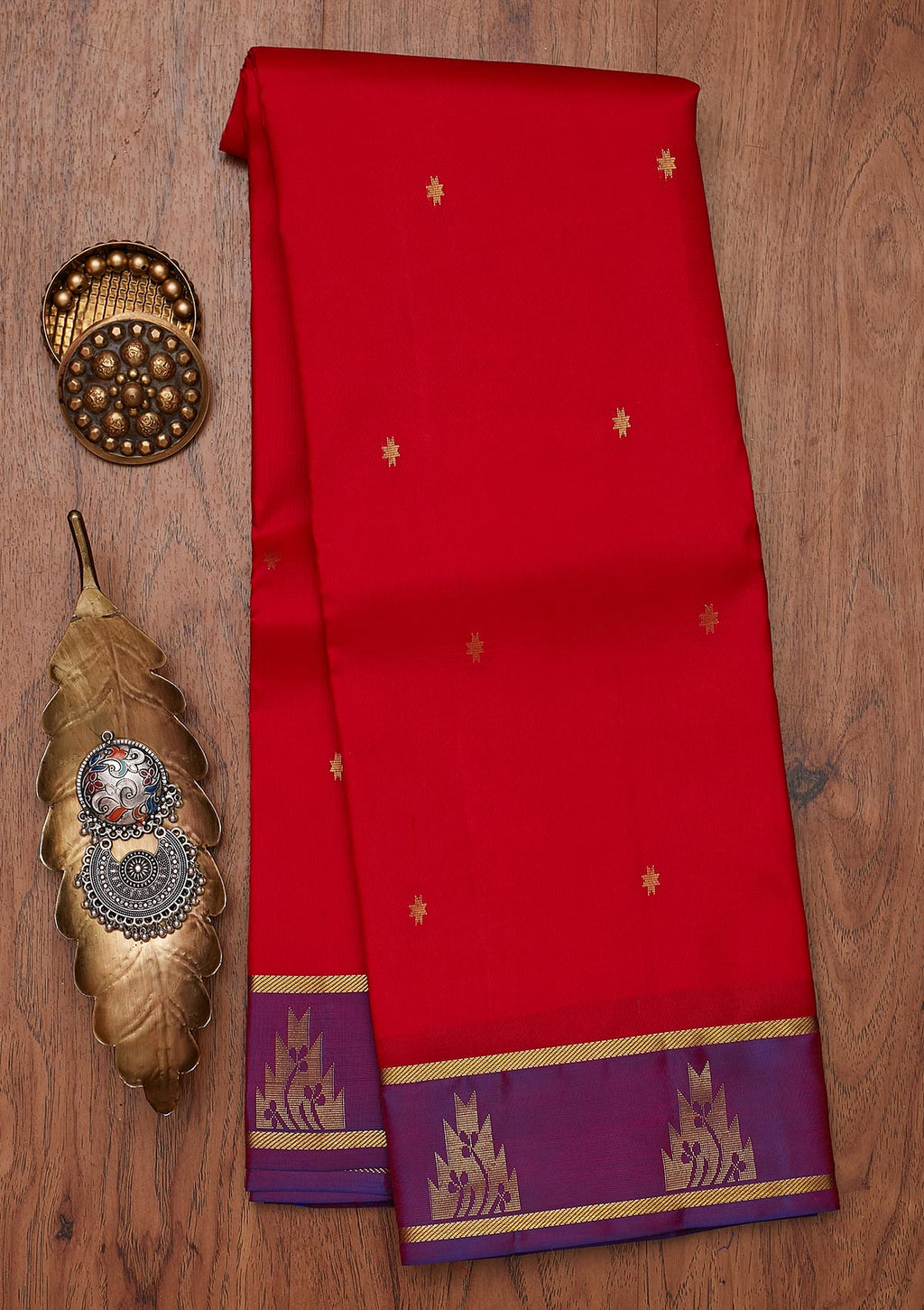 Red Zariwork Pure Silk Unstitched Saree