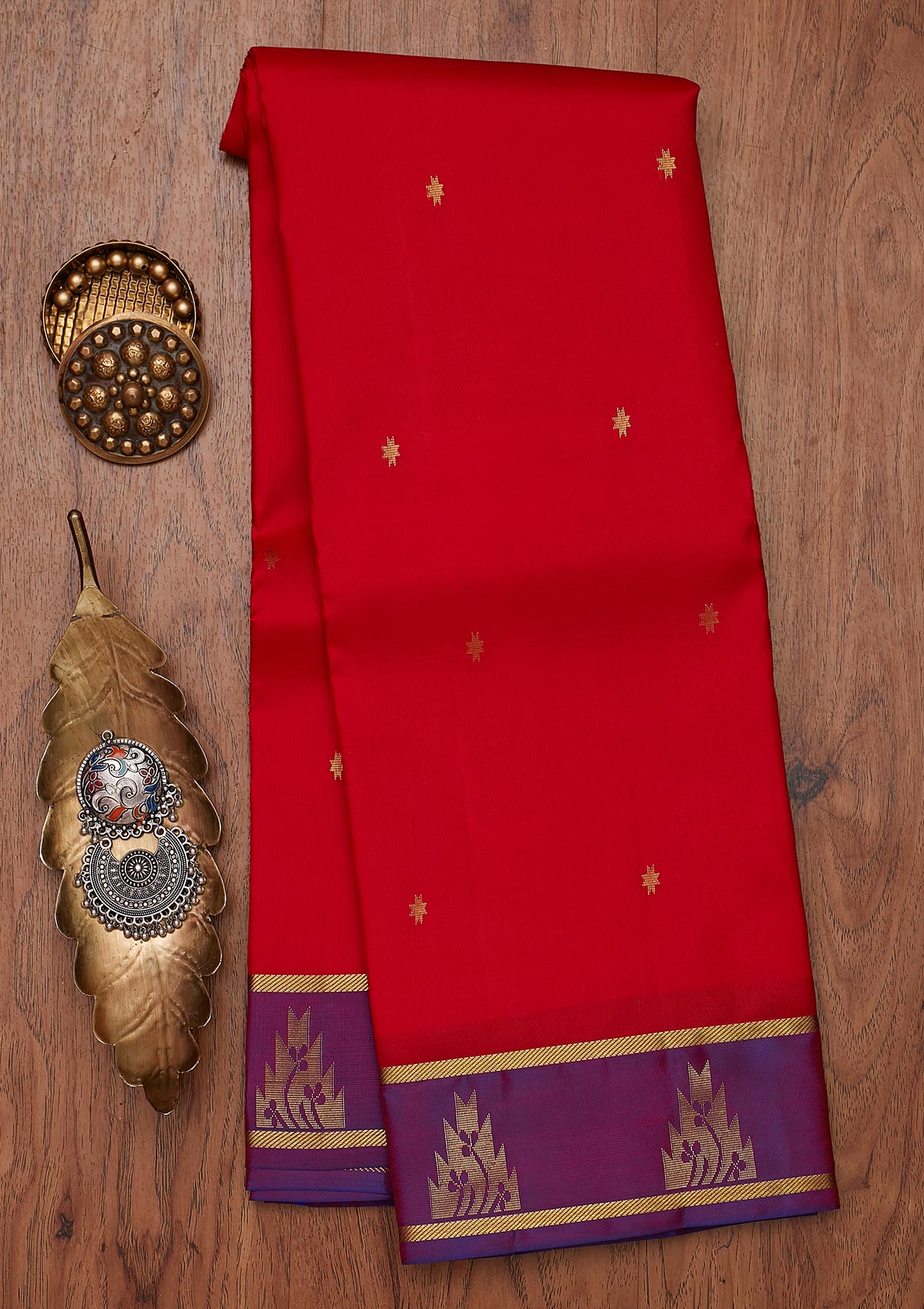 Red Zariwork Pure Silk Unstitched Saree