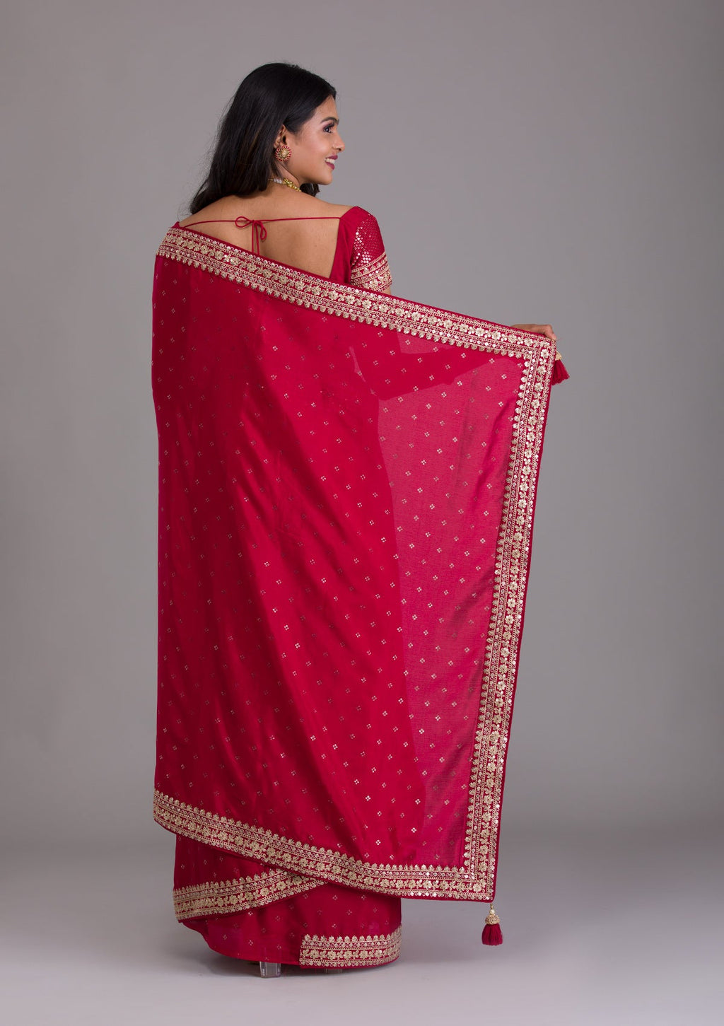 Red Zariwork Chiffon Designer Saree