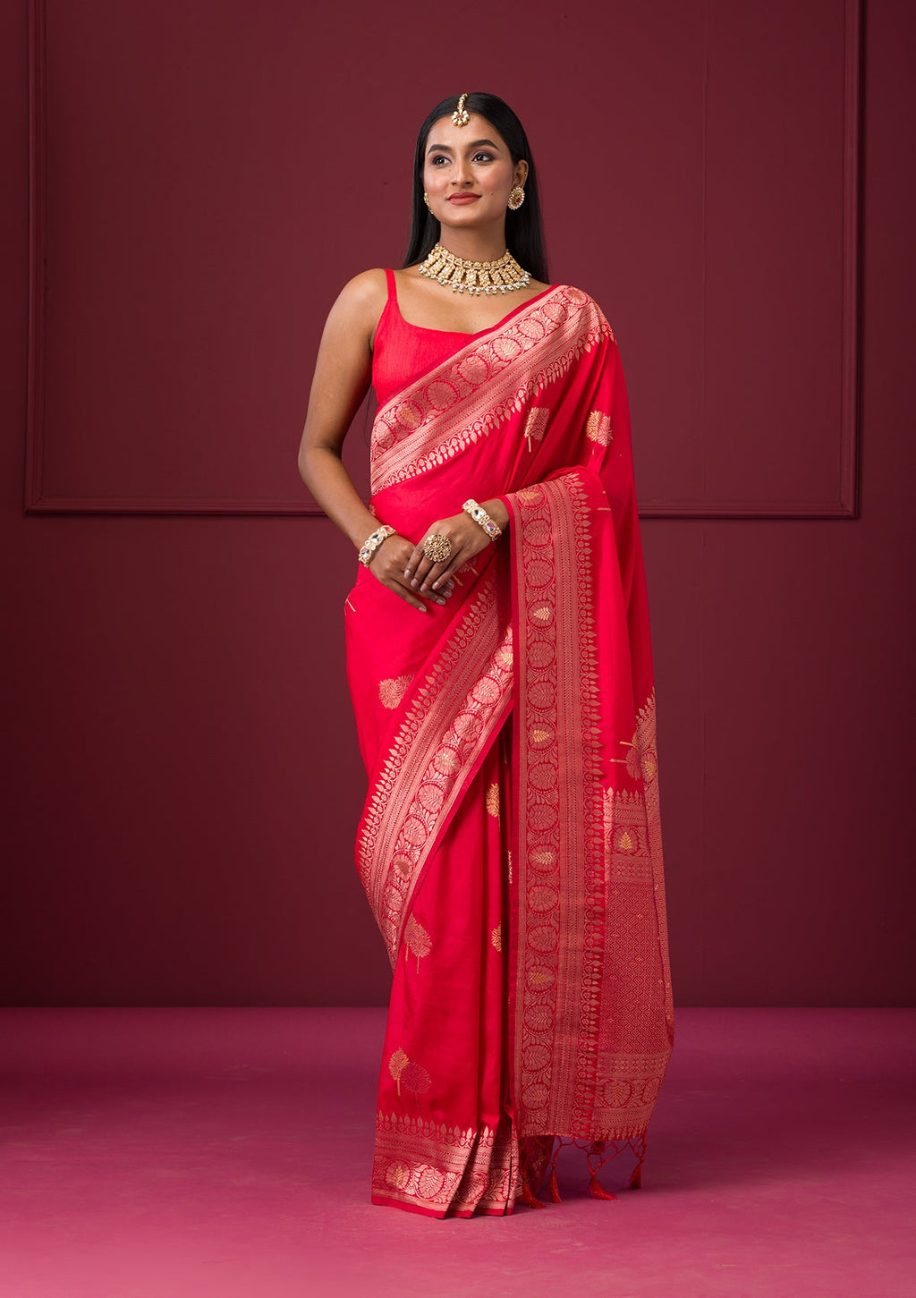 Red Zariwork Soft Silk Saree