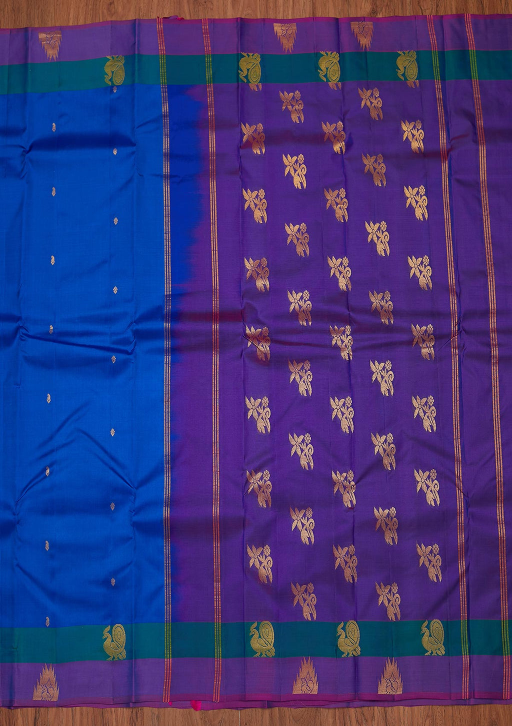 Royal Blue Zariwork Pure Silk Unstitched Saree