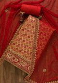 Rust Sequins Semi Crepe Unstitched Salwar Suit