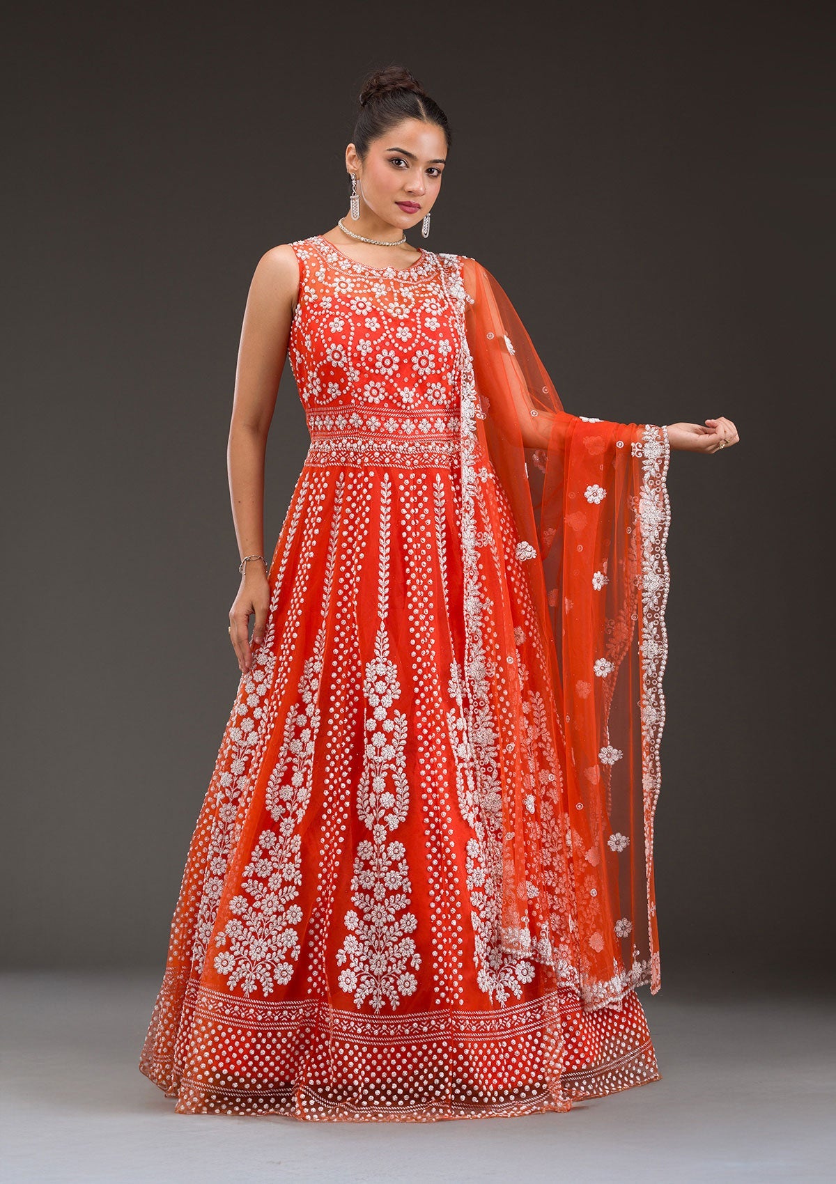 Rust Pearlwork Net Gown
