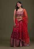 Rust Sequins Semi Crepe Readymade Lehenga