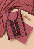 Rust Threadwork Semi Crepe Unstitched Salwar Suit