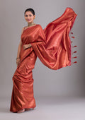 Rust Zariwork Soft Silk Saree