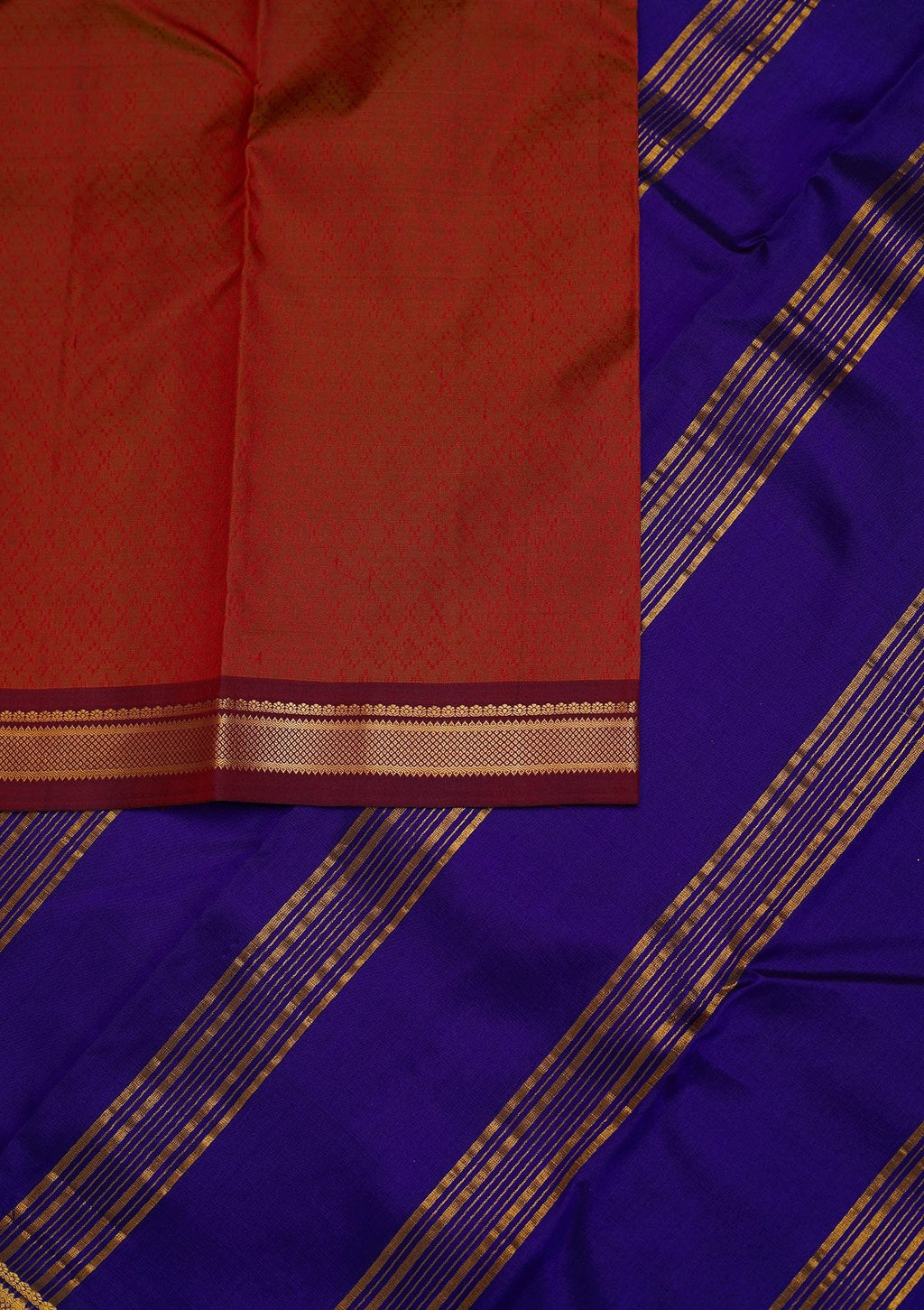 Rust Zariwork Pure Silk Saree