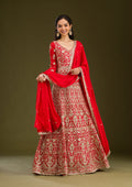 Rust Zariwork Semi Crepe Readymade Salwar Suit