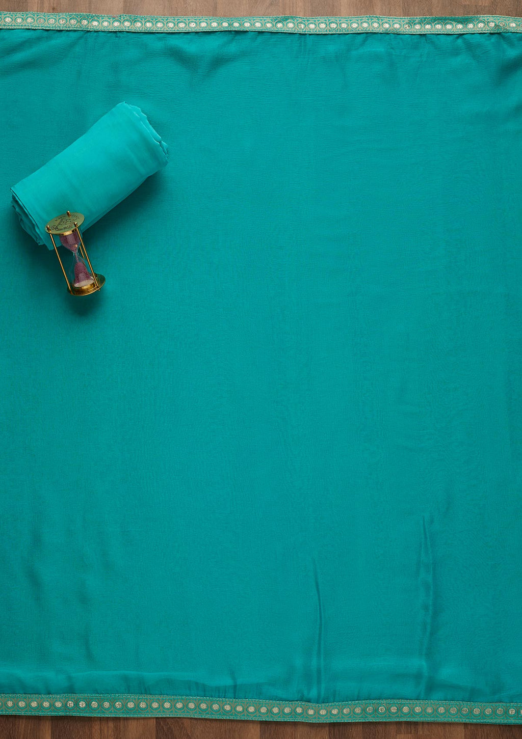 Sea Green Sequins Semi Crepe Semi Stitched Salwar Suit