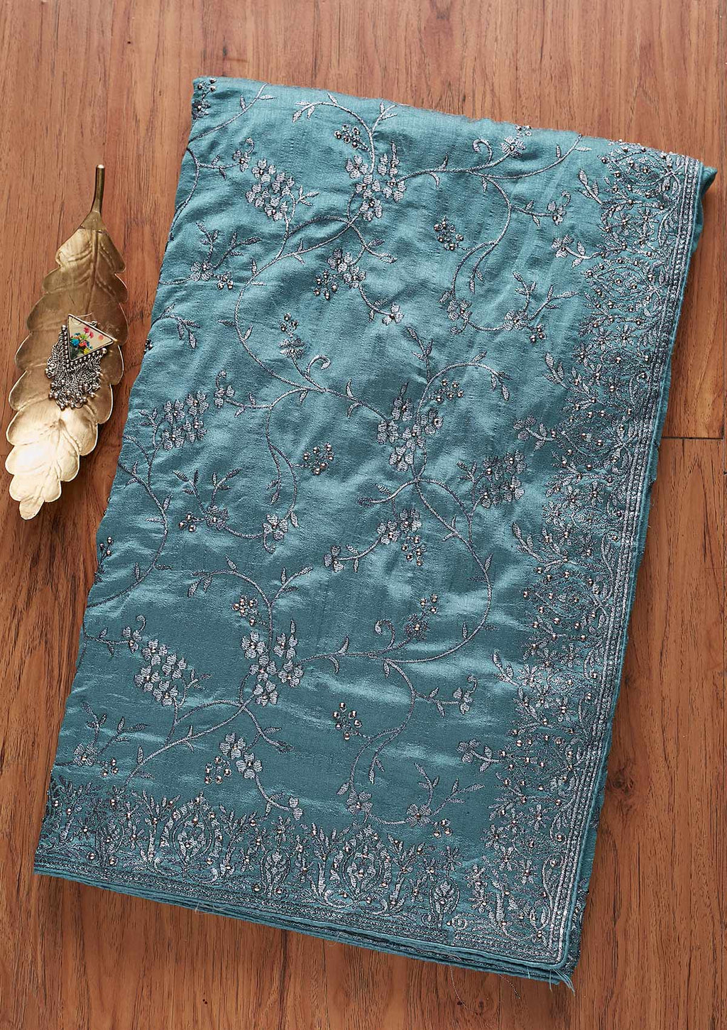 Sea Green Stonework Art Silk Saree