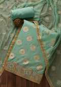 Sea Green Stonework Chanderi Unstitched Salwar Suit