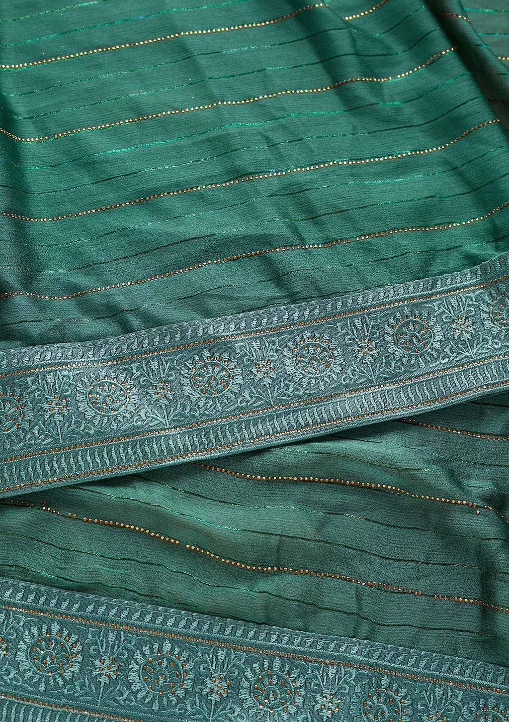 Sea Green Swarovski Georgette Designer Saree