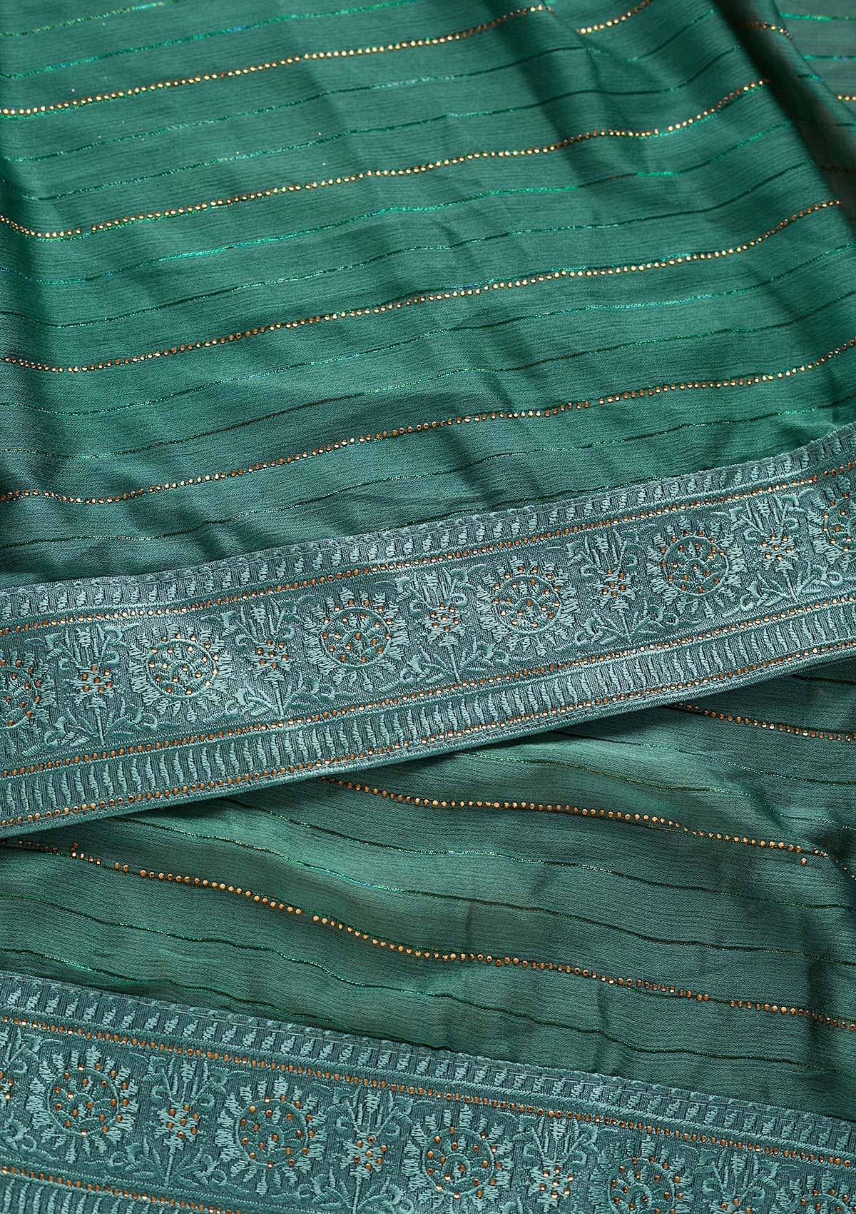Sea Green Swarovski Georgette Designer Saree