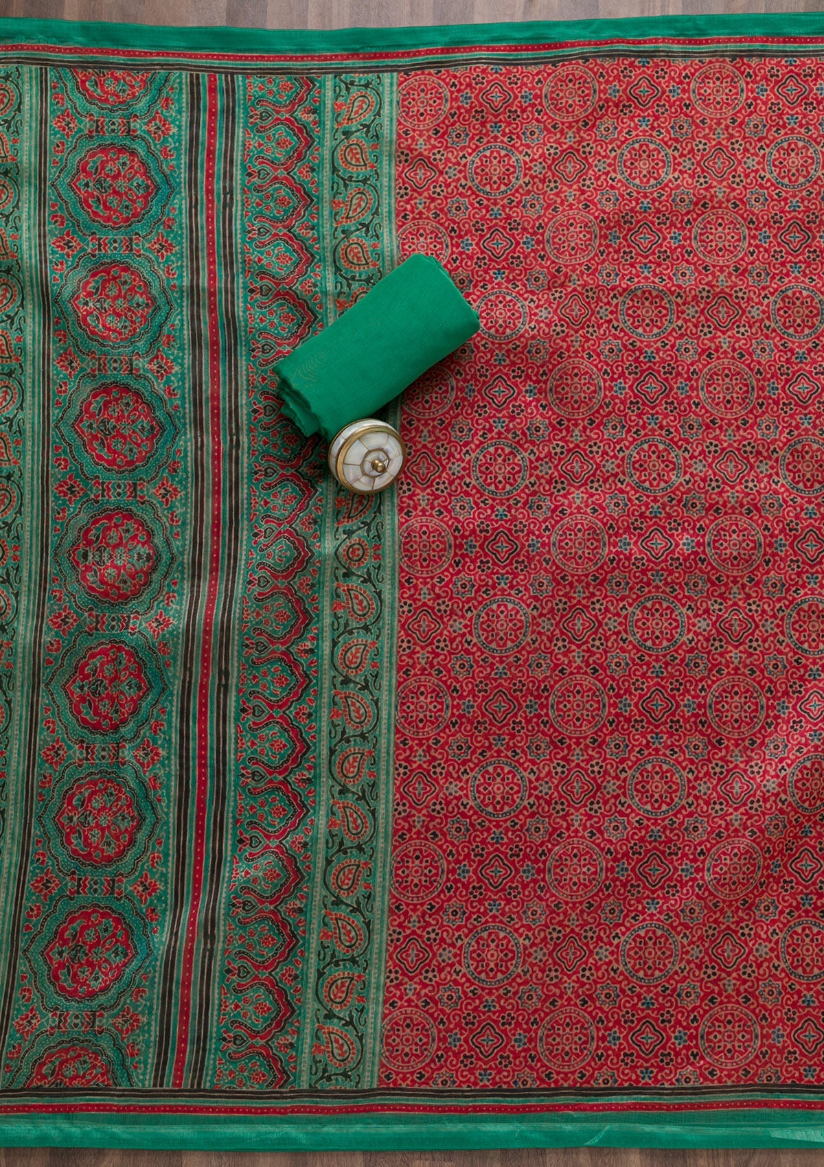 Sea Green Threadwork Chanderi Unstitched Salwar Suit