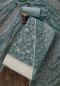 Sea Green Threadwork Chiffon Unstitched Salwar Suit