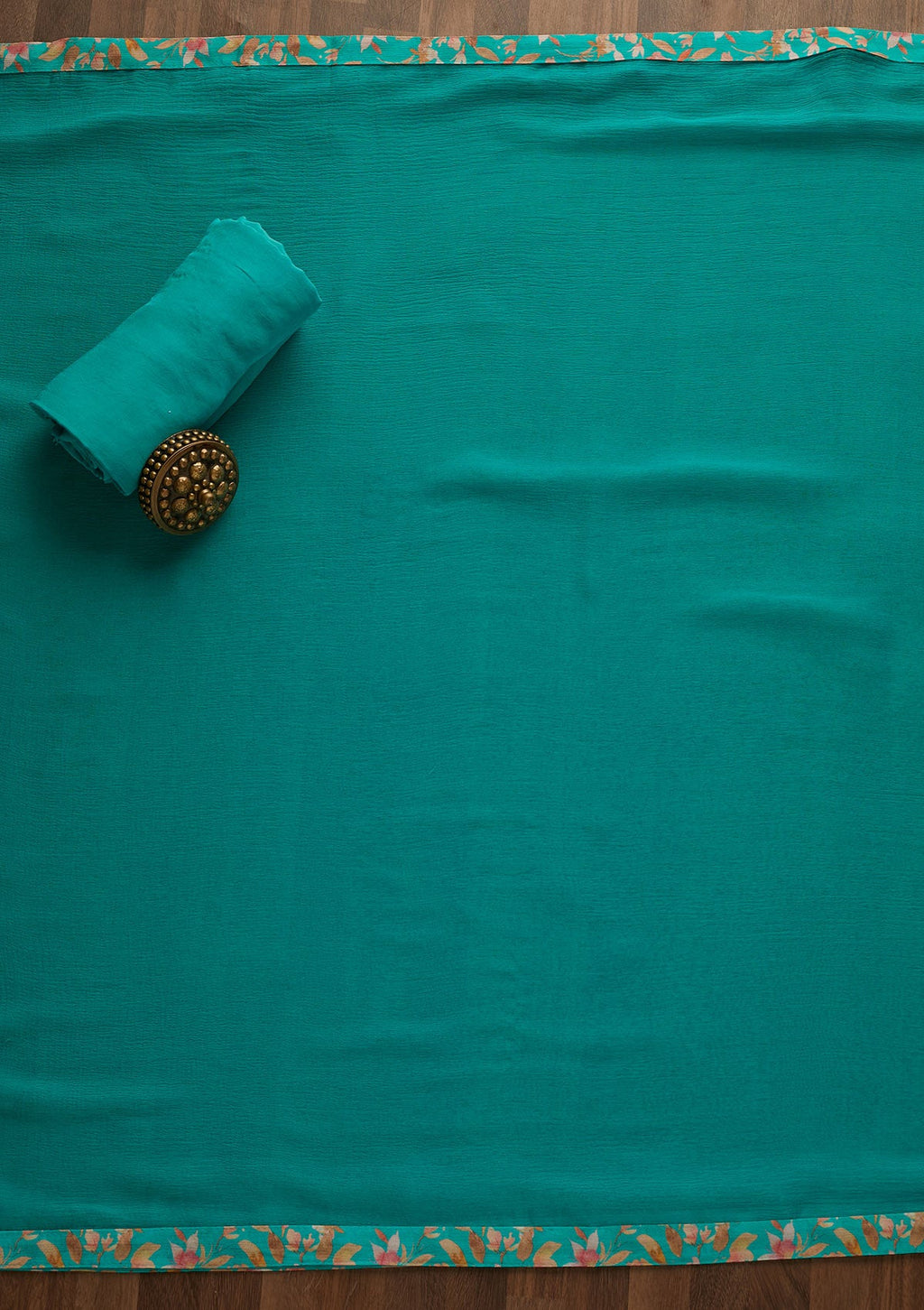 Sea Green Threadwork Semi Crepe Unstitched Salwar Suit