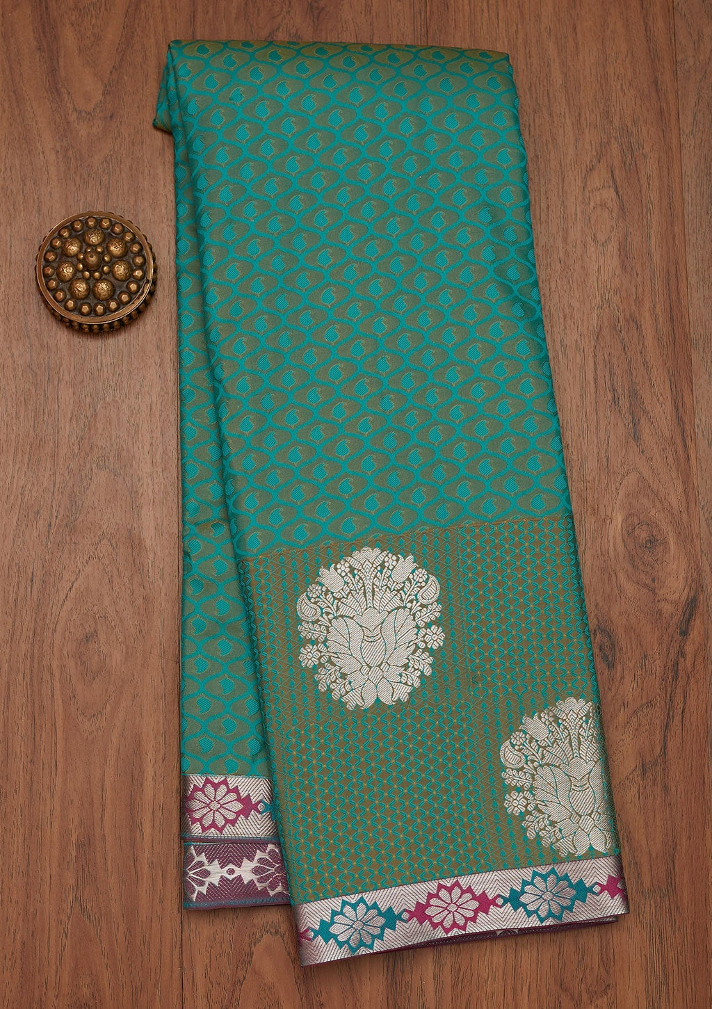 Sea Green Zari Work Brocade Saree