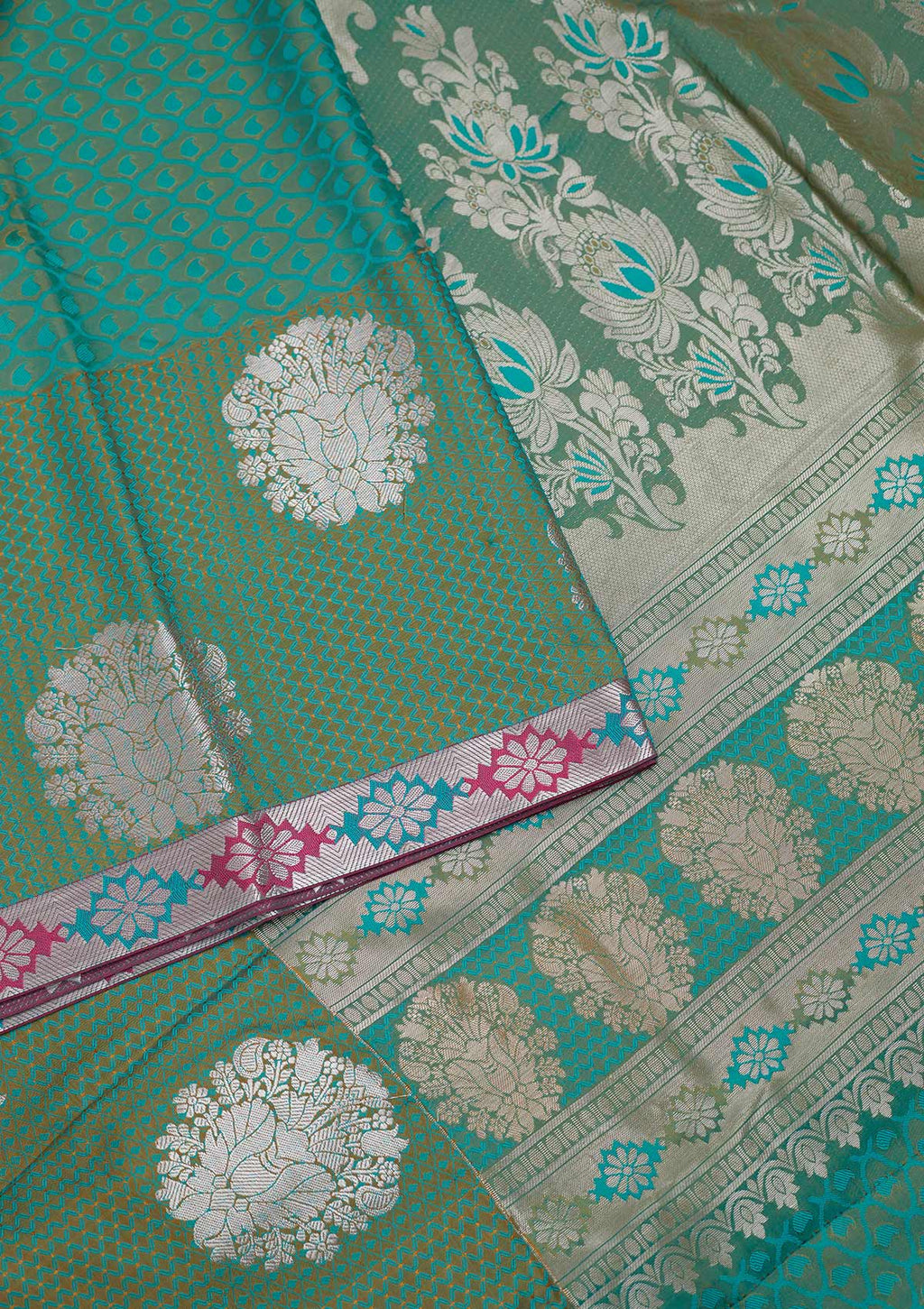 Sea Green Zari Work Brocade Saree