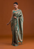 Sea Green Zariwork Soft Silk Saree