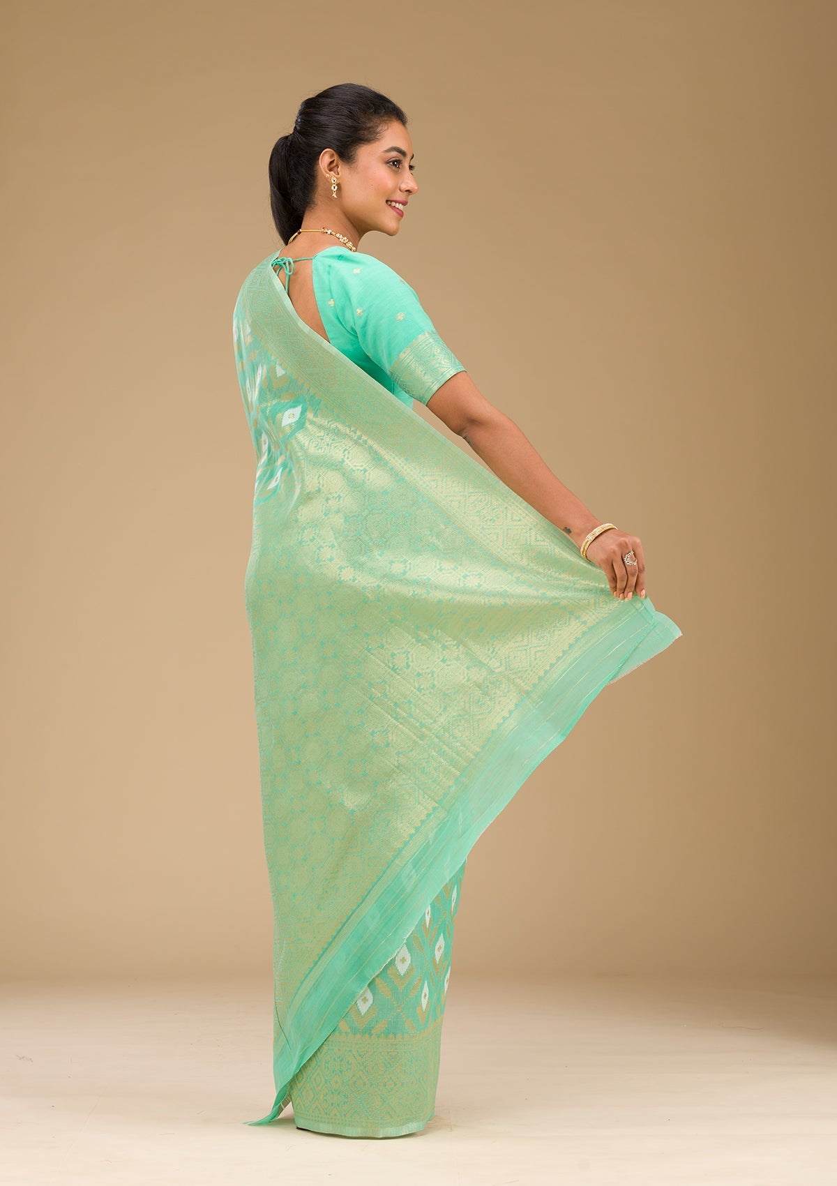 Sea Green Zariwork Art Silk Saree