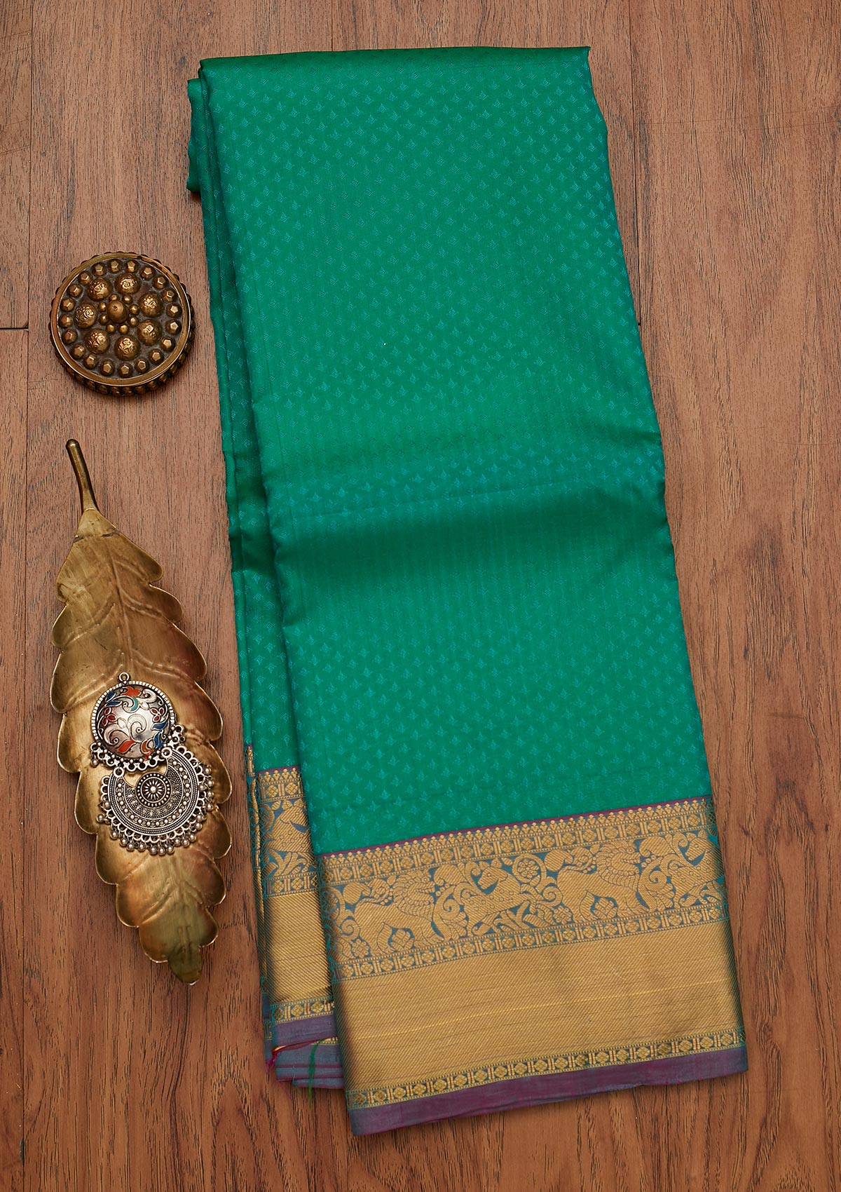 Sea Green Zariwork Pure Silk Saree