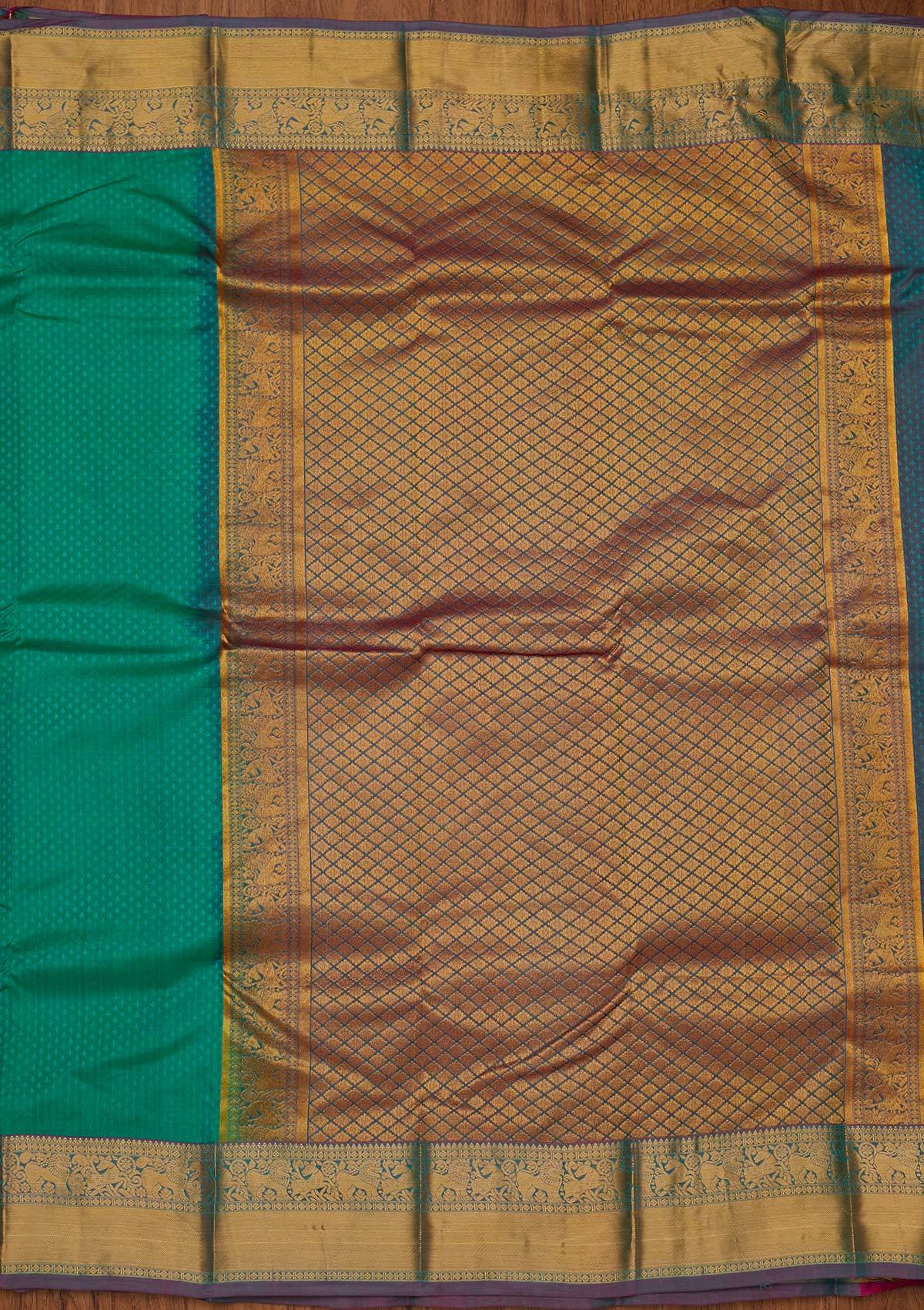 Sea Green Zariwork Pure Silk Saree