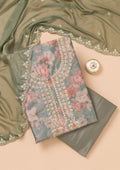 Sea Green Printed Organza Unstitched Salwar Suit