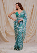 Sea Green Lehriya Printed Semi Crepe Saree