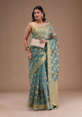 Sea Green Printed Tissue Saree