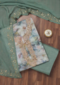 Sea Green Stonework Tissue Unstitched Salwar Suit